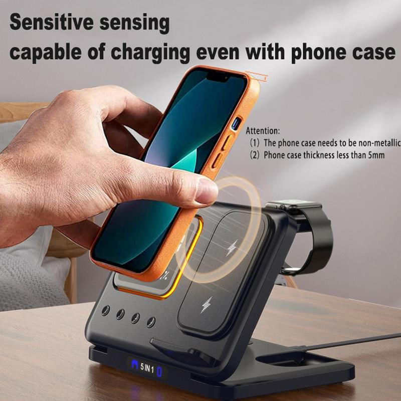 5-in-1 Wireless Charging Stand with LED Alarm Clock - Image 4