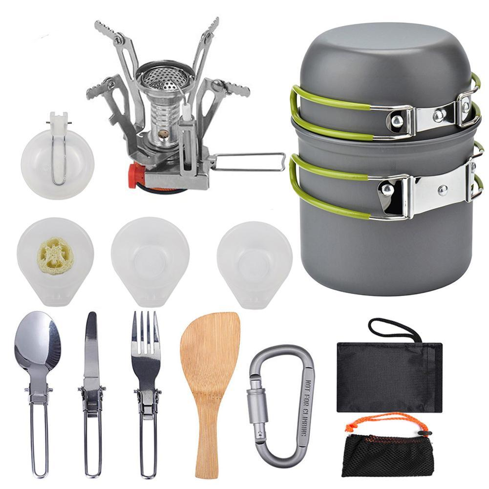 Portable Camping Cookware & Stove Set